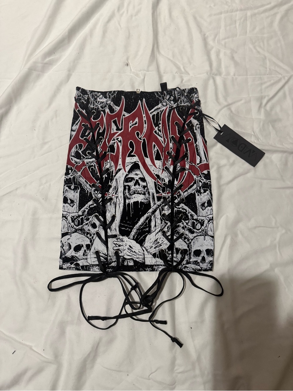 Dolls Kill Widow Eternal Damnation Graphic Mini Skirt